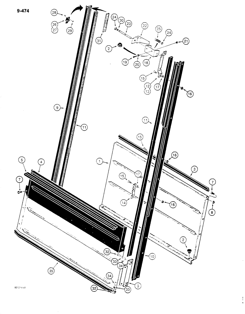 Схема запчастей Case 680K - (9-474) - CAB REAR WINDOW (09) - CHASSIS/ATTACHMENTS
