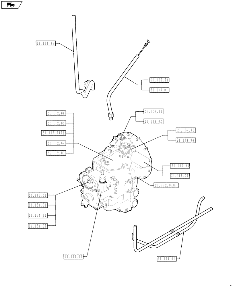 Схема запчастей Case 590SN - (21.000.00[01]) - SECTION INDEX - TRANSMISSION (21) - TRANSMISSION