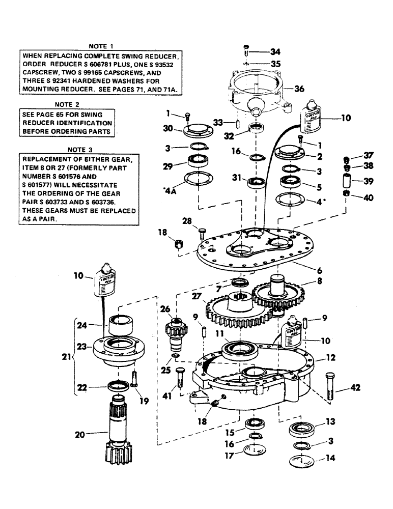 Схема запчастей Case 40YC - (069) - SWING REDUCER AND BRAKE HOUSING, (USED AS INTERMEDIATE REPLACEMENT REDUCER) (05) - UPPERSTRUCTURE CHASSIS