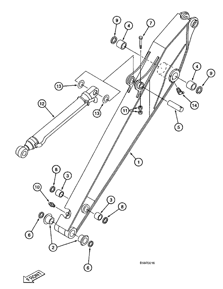 Схема запчастей Case 9040B - (9-100) - ARM AND CYLINDER, 3.5 M (11 FT. 5 INCH) ARM (09) - CHASSIS