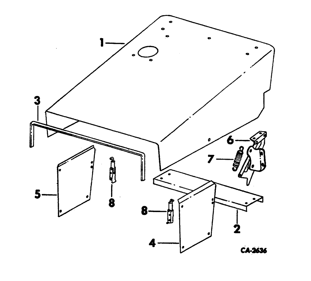 Схема запчастей Case 3400 - (135) - HOOD AND PANELS (90) - PLATFORM, CAB, BODYWORK AND DECALS