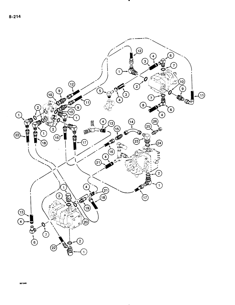 Схема запчастей Case DH4B - (8-214) - FRONT MOUNTED TRENCHER DRIVE HYDRAULIC CIRCUIT, MODELS WITH PLOW (08) - HYDRAULICS