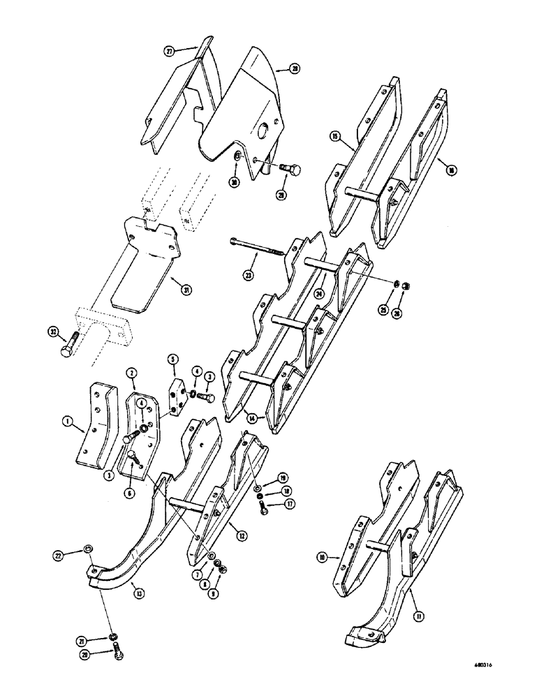 Схема запчастей Case 475 - (125A) - TRACK GUIDES (ROCK GUARDS) (48) - TRACKS & TRACK SUSPENSION