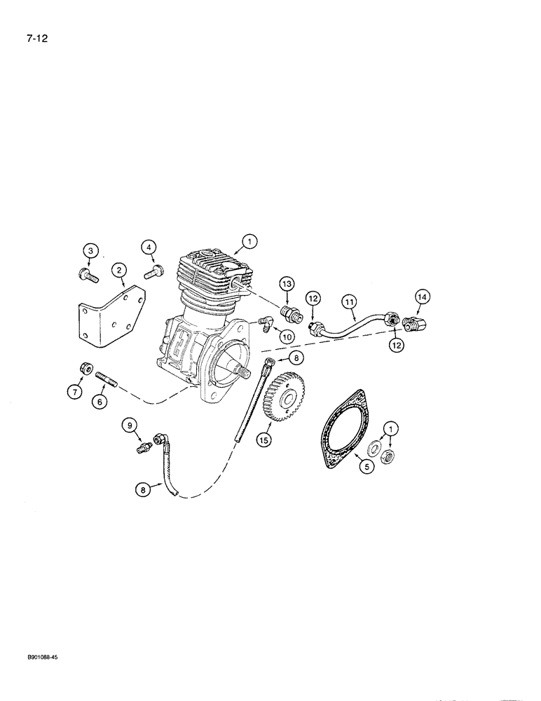 Схема запчастей Case 621 - (7-12) - AIR COMPRESSOR MOUNTING AND SYSTEM, PRIOR TO P.I.N. JAK0027274 (07) - BRAKES