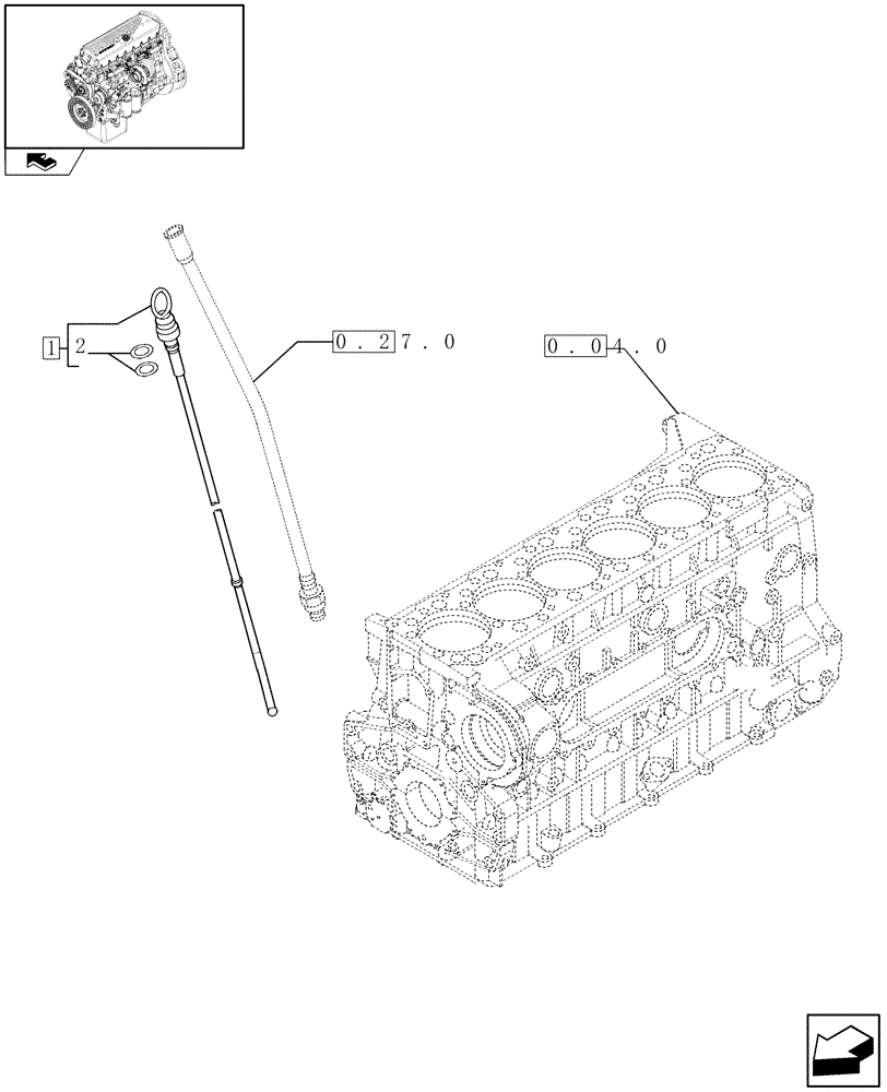 Схема запчастей Case F3AE0684S E908 - (0.27.1) - OIL DIPSTICK (504121046) 