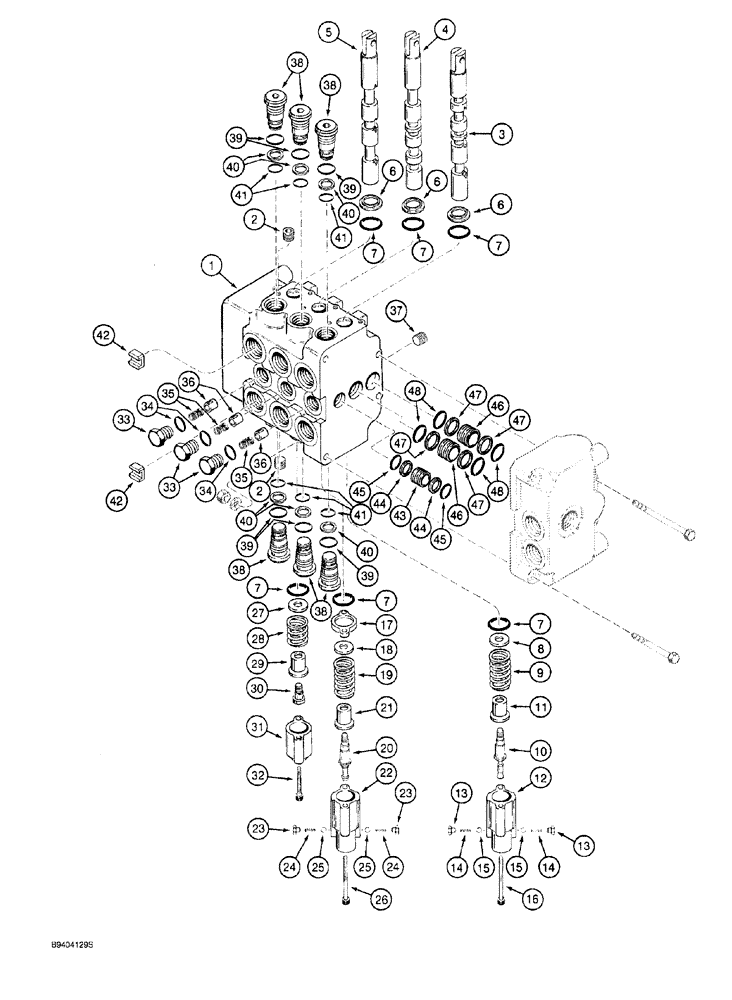 Схема запчастей Case 760 - (08-165C) - PLOW CONTROL VALVE ASSEMBLY - H674318, INLET AND OUTLET SECTION (35) - HYDRAULIC SYSTEMS