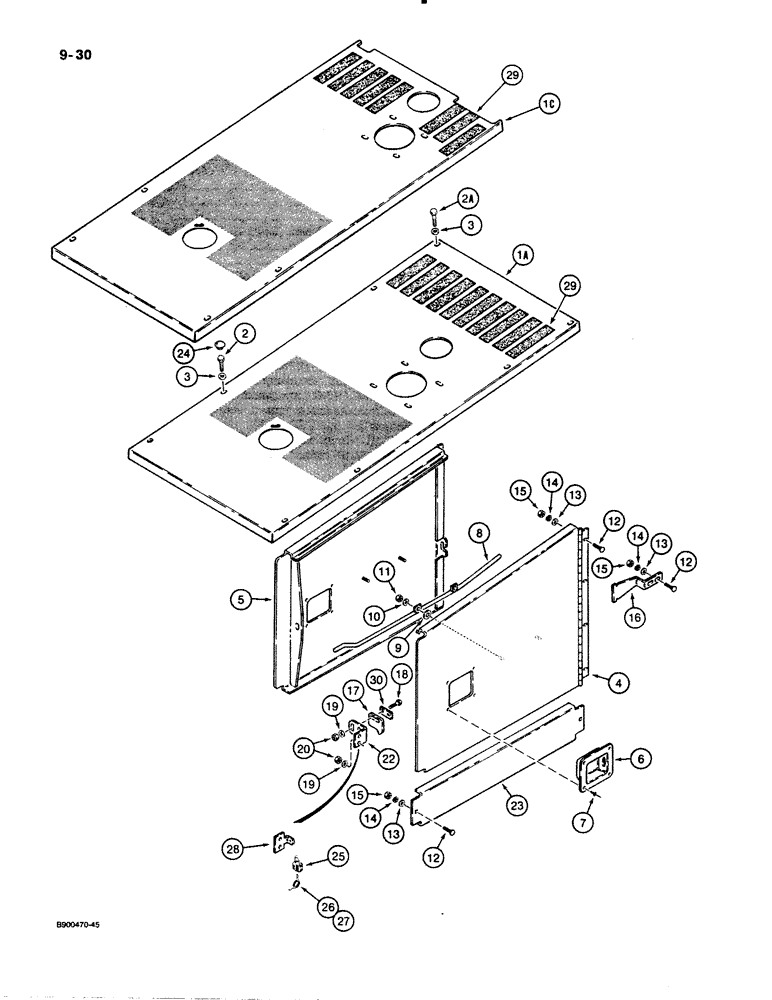 Схема запчастей Case 621 - (9-030) - HOOD AND SIDE DOORS (09) - CHASSIS/ATTACHMENTS
