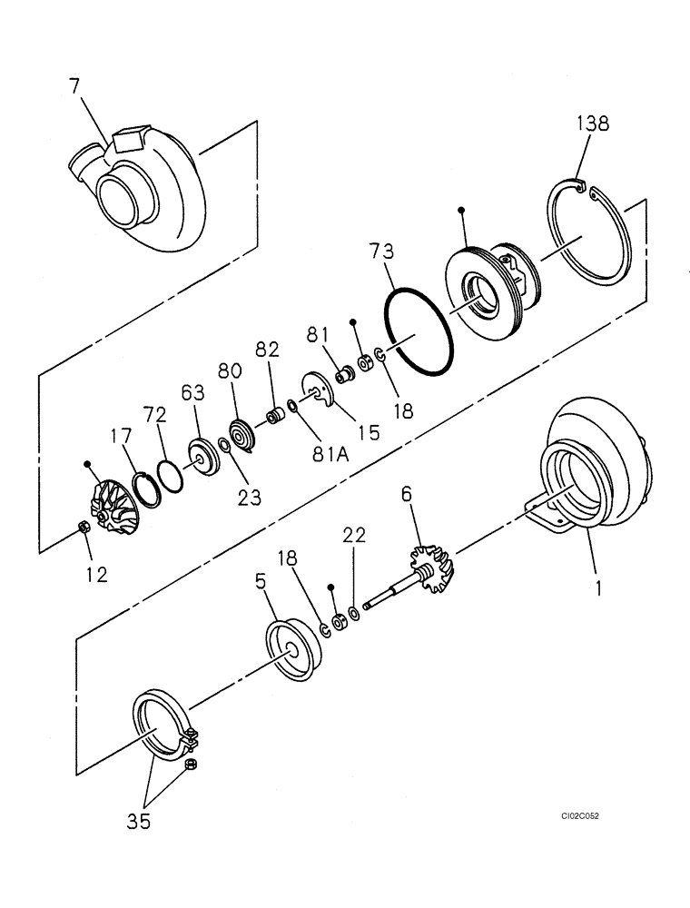 Схема запчастей Case CX460 - (02-12) - TURBOCHARGER ASSY (02) - ENGINE