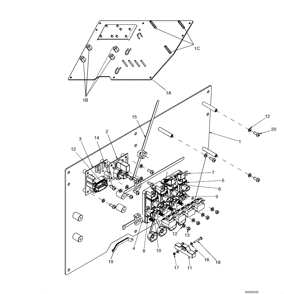 Схема запчастей Case 621E - (04-14) - CAB - PANEL, CONTROL - FUSE AND RELAY MOUNTING (04) - ELECTRICAL SYSTEMS