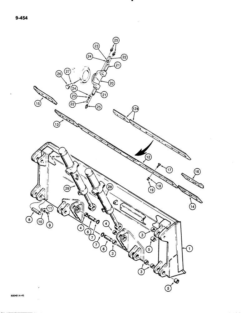 Схема запчастей Case 1450B - (9-454) - TILT DOZER, BLADE AND LIFT CYLINDER MOUNTING (09) - CHASSIS/ATTACHMENTS
