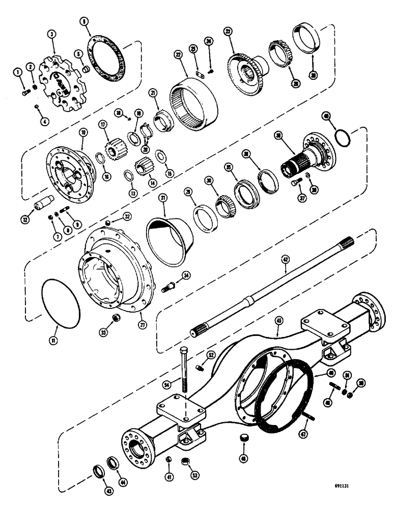 Схема запчастей Case W10E - (184) - RIGID AXLE HOUSING AND PLANETARY (06) - POWER TRAIN