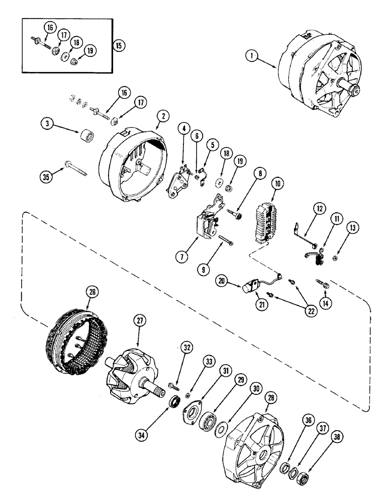 Схема запчастей Case W14 - (100) - L78103 ALTERNATOR, 40 AMP - 24 VOLT, U.S. STANDARD EXTERNAL THREADS (04) - ELECTRICAL SYSTEMS