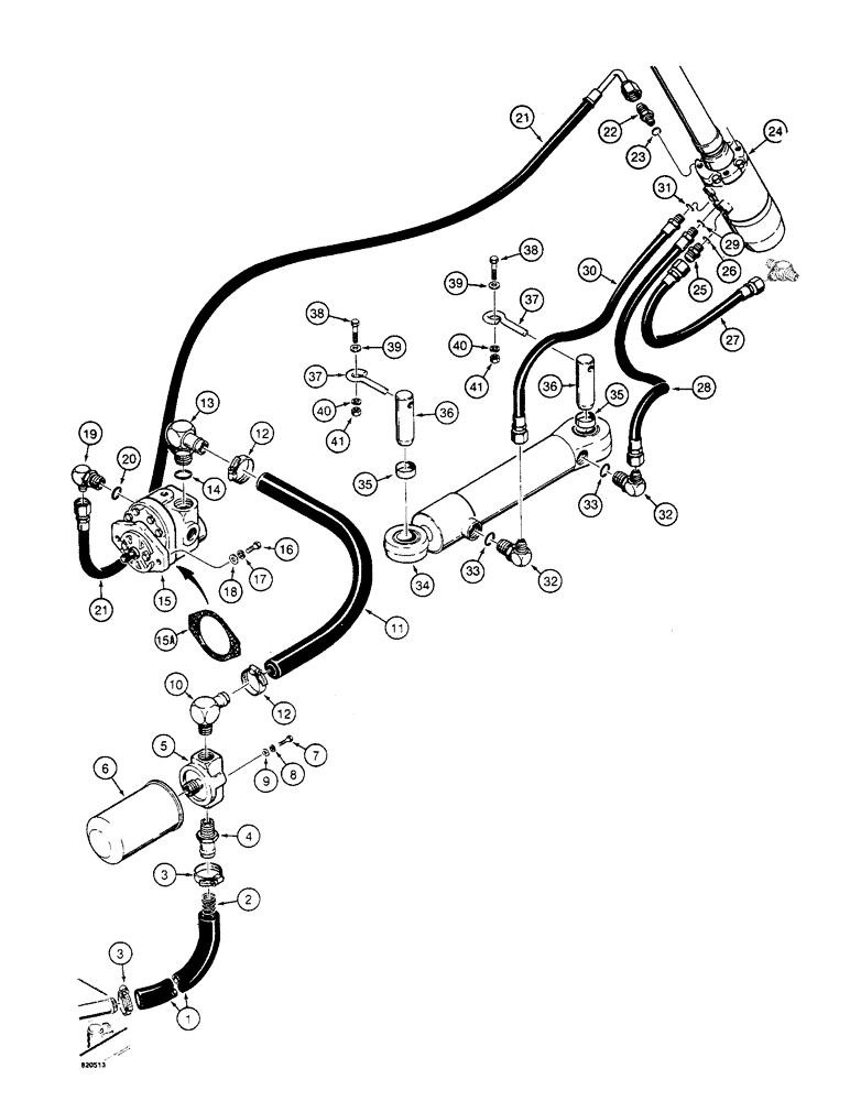 Схема запчастей Case W4 - (060) - STEERING HYDRAULIC CIRCUIT (05) - STEERING