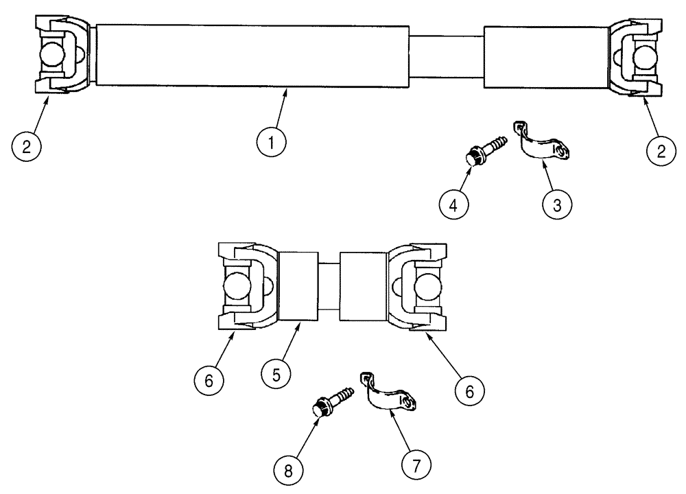 Схема запчастей Case 621D - (06-39) - DRIVE SHAFT - CENTER AND REAR, CENTER DRIVE SHAFT, REAR (06) - POWER TRAIN
