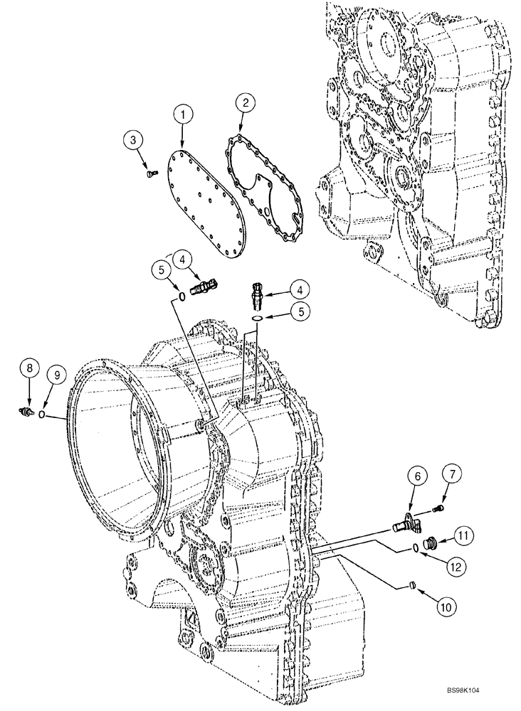 Схема запчастей Case 821C - (06-16C) - TRANSMISSION - SENSOR, SPEED AND PUMP COVER (06) - POWER TRAIN