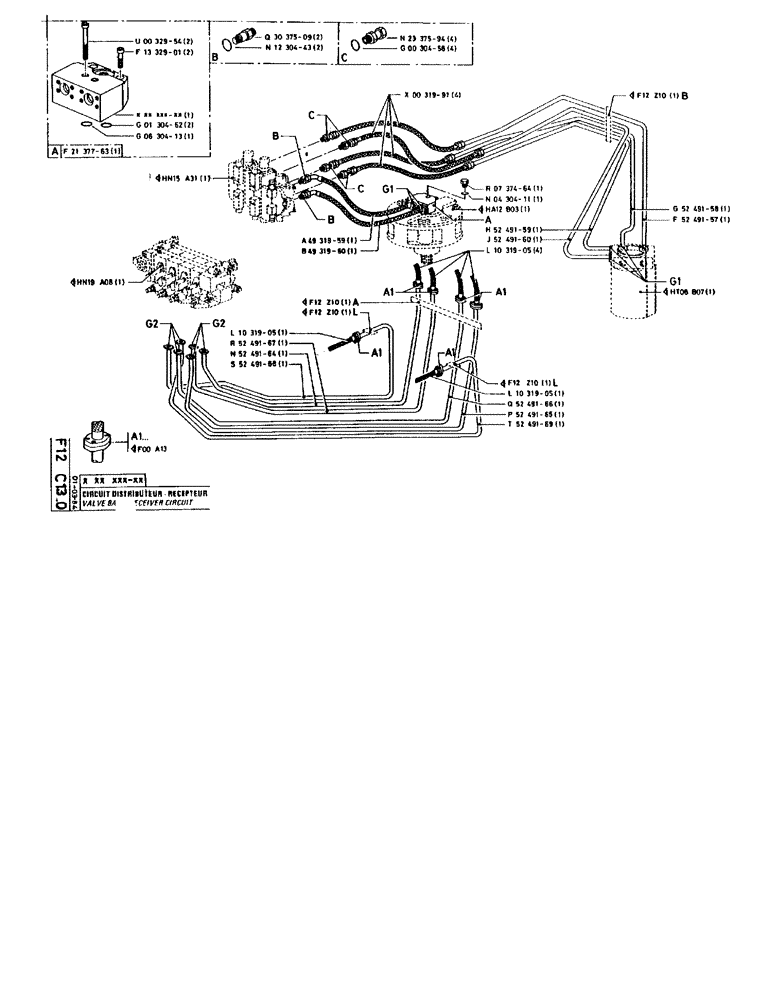Схема запчастей Case 90BCL - (169) - VALVE BANK RECEIVER CIRCUIT (07) - HYDRAULIC SYSTEM