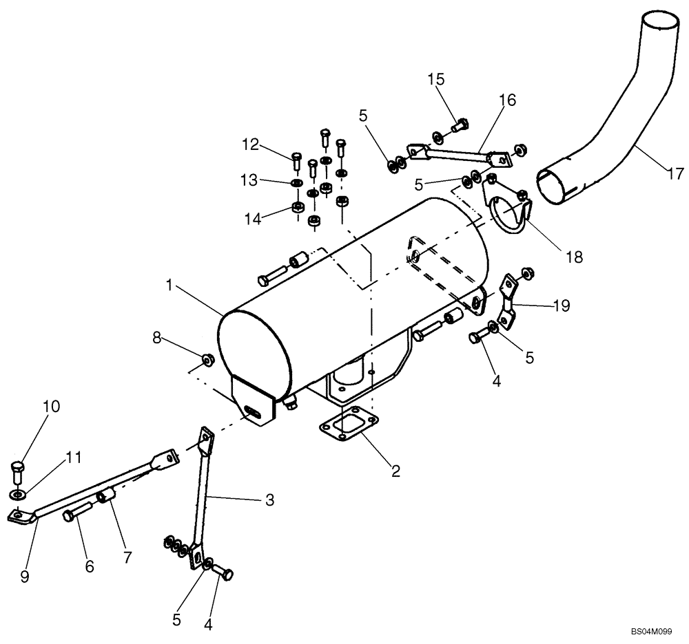 Схема запчастей Case 430 - (02-03) - EXHAUST SYSTEM (02) - ENGINE