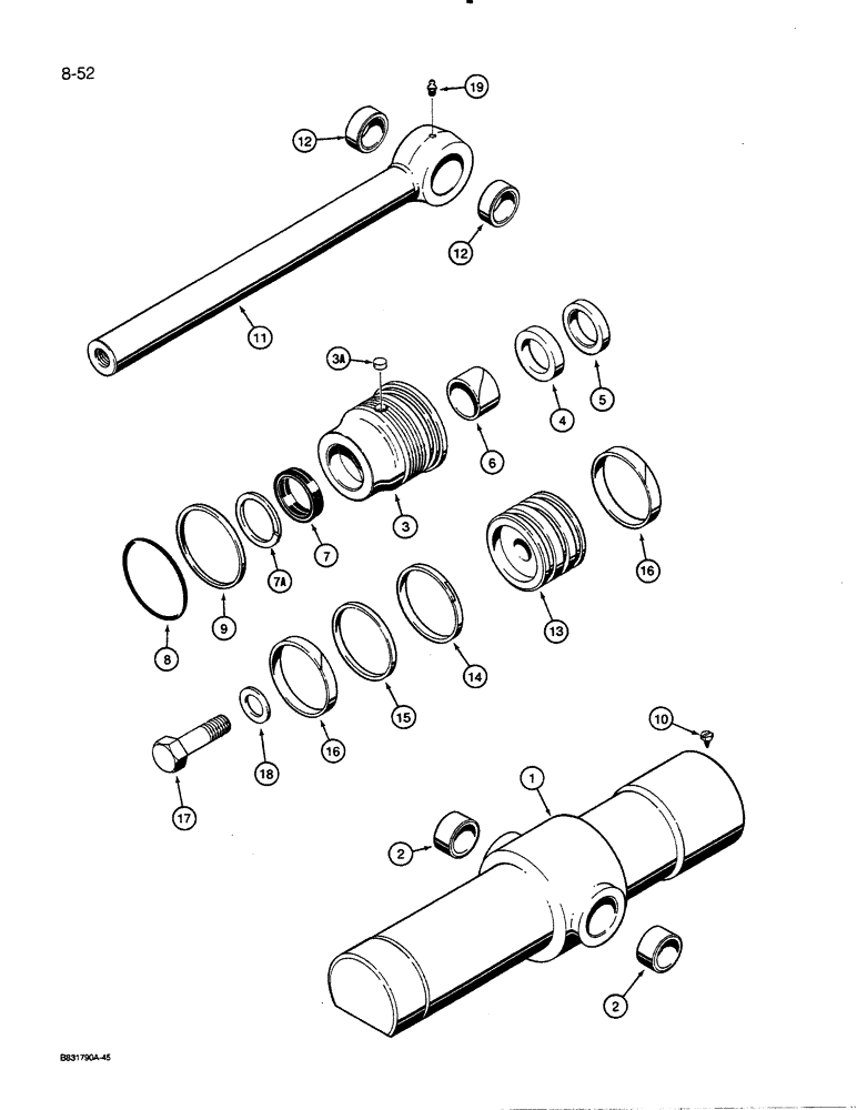 Схема запчастей Case 450C - (8-52) - RIPPER CYLINDER (08) - HYDRAULICS