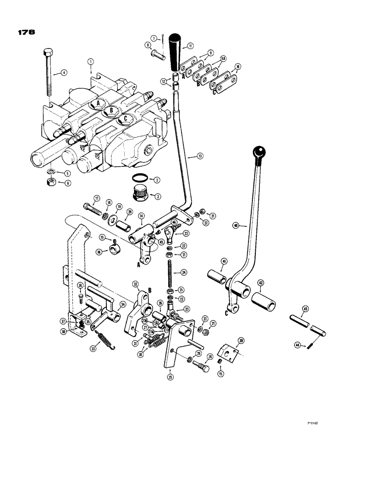 Схема запчастей Case 850 - (178) - EQUIPMENT CONTROL VALVE & LEVERS, 3 SPOOL LOADER (07) - HYDRAULIC SYSTEM