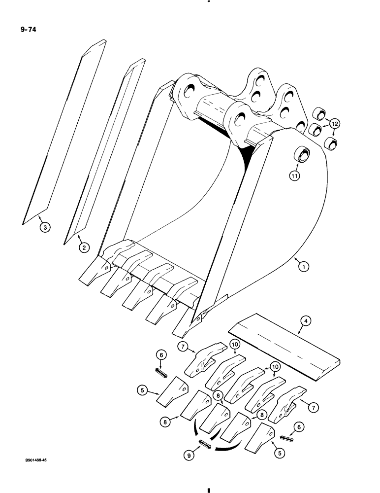 Схема запчастей Case 580K - (9-074) - UNIVERSAL BACKHOE BUCKETS, INCLUDES BUCKET TEETH, TRENCHING BUCKETS - HEAVY DUTY (09) - CHASSIS/ATTACHMENTS