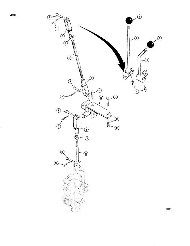 Схема запчастей Case 480C - (430) - EXTENDABLE DIPPER CONTROLS (84) - BOOMS, DIPPERS & BUCKETS