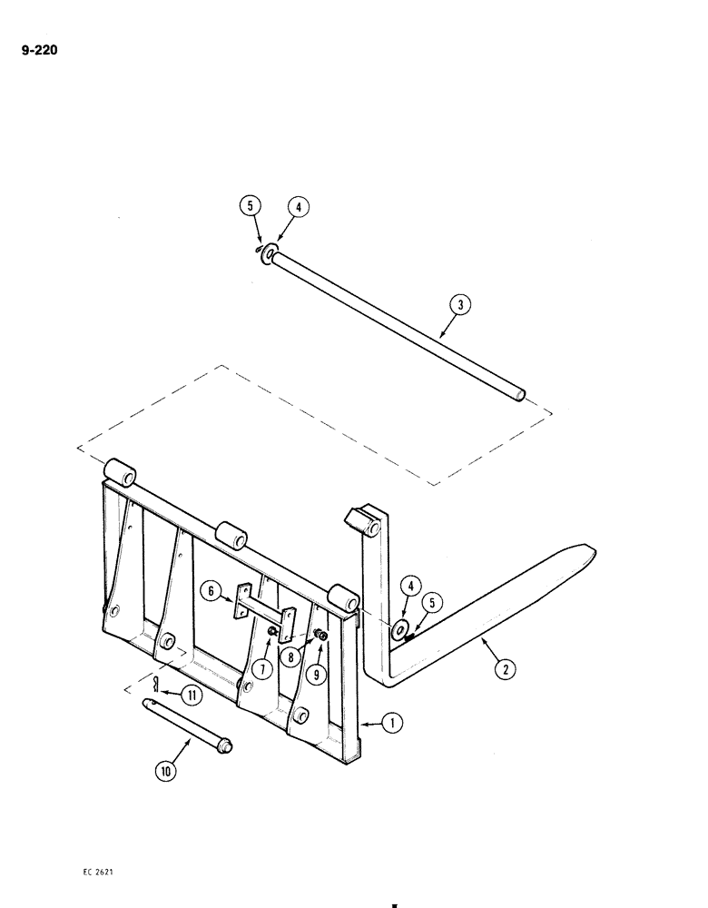 Схема запчастей Case 1818 - (9-220) - 30 INCH (760 MM) PALLET FORK (09) - CHASSIS/ATTACHMENTS