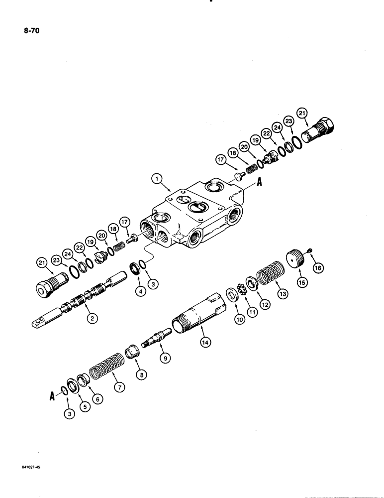 Схема запчастей Case 480E LL - (8-070) - CASE LOADER CONTROL VALVE - TWO SPOOL, LIFT SECTION (08) - HYDRAULICS