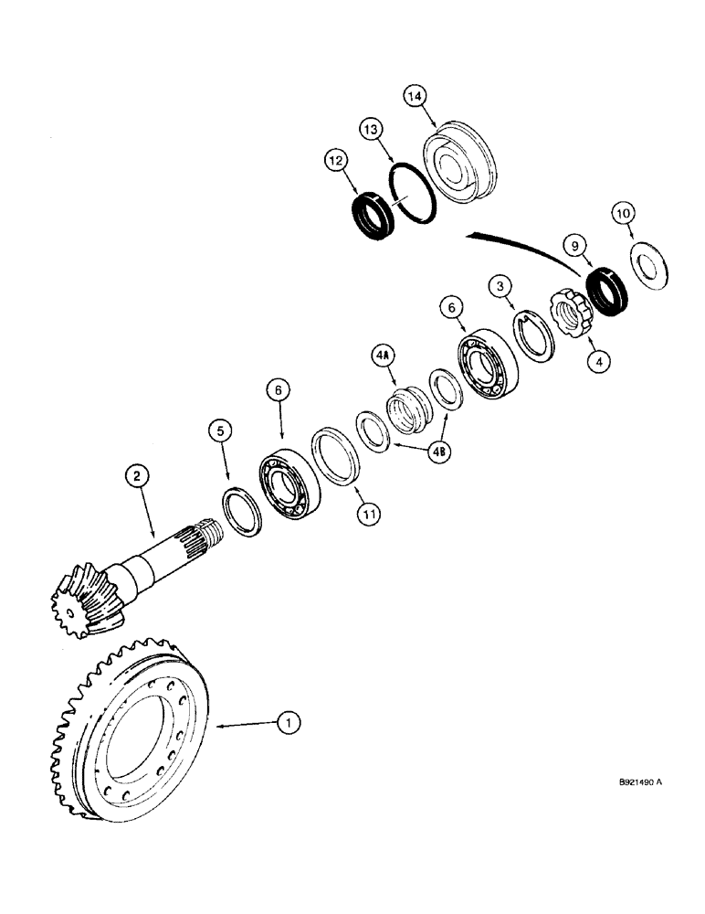 Схема запчастей Case 590 - (6-46) - FRONT DRIVE AXLE, RING AND PINION GEAR SET (06) - POWER TRAIN