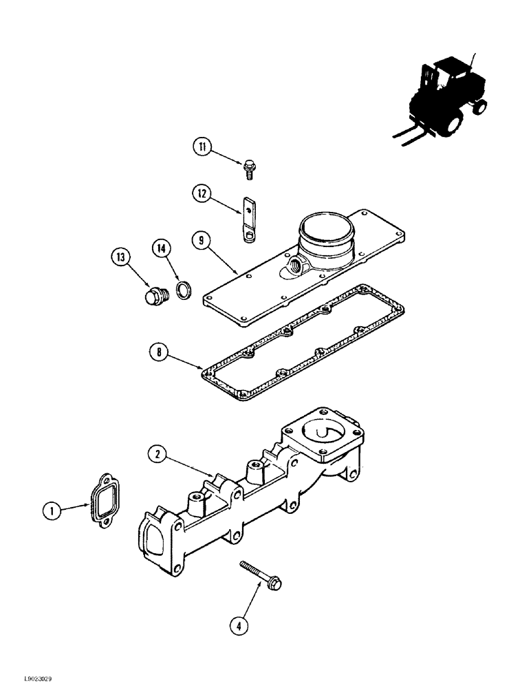 Схема запчастей Case 584E - (2-20) - MANIFOLDS, 4-390 ENGINE, EXHAUST (02) - ENGINE