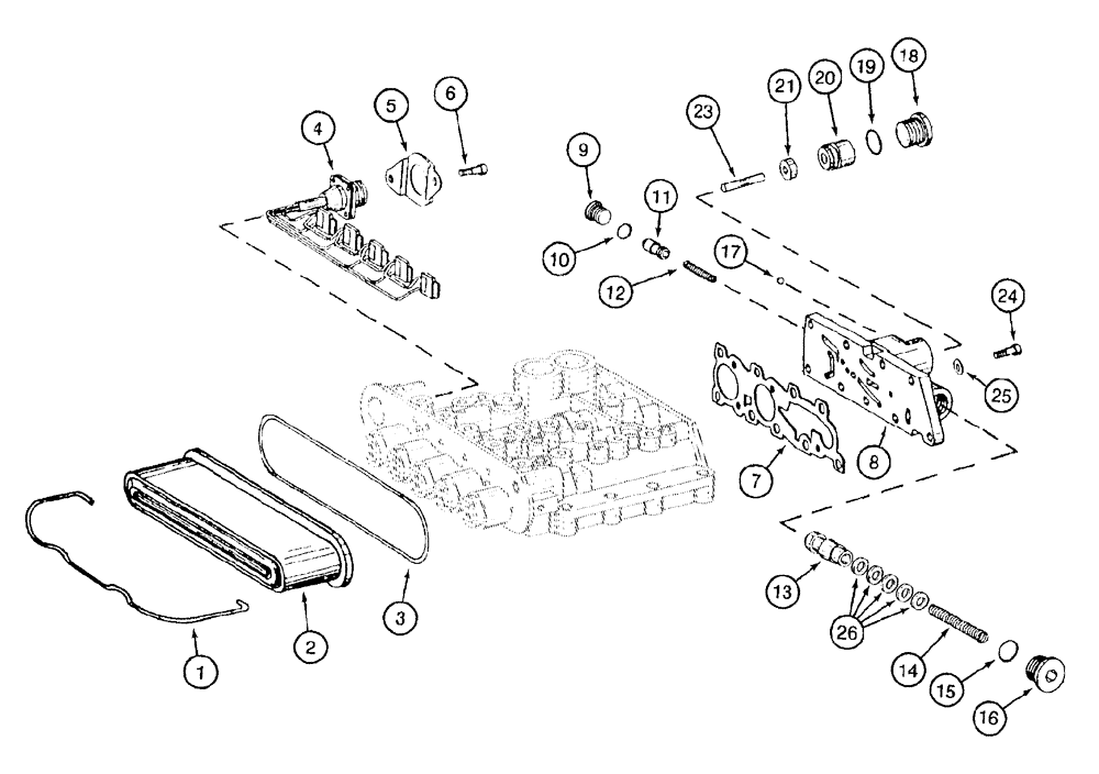 Схема запчастей Case 921B - (6-036) - TRANSMISSION ASSEMBLY - CONTROL VALVE - 114363A1 TRANSMISSION PRIOR TO P.I.N. JEE0052701 (06) - POWER TRAIN
