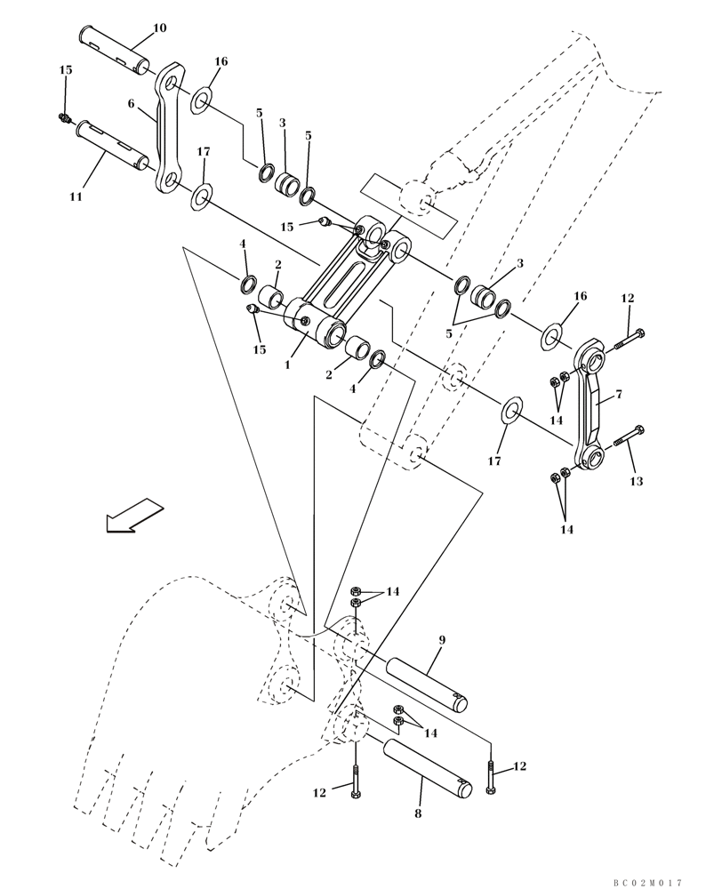 Схема запчастей Case CX460 - (09-51) - BUCKET LINKAGE, HEAVY DUTY (09) - CHASSIS/ATTACHMENTS