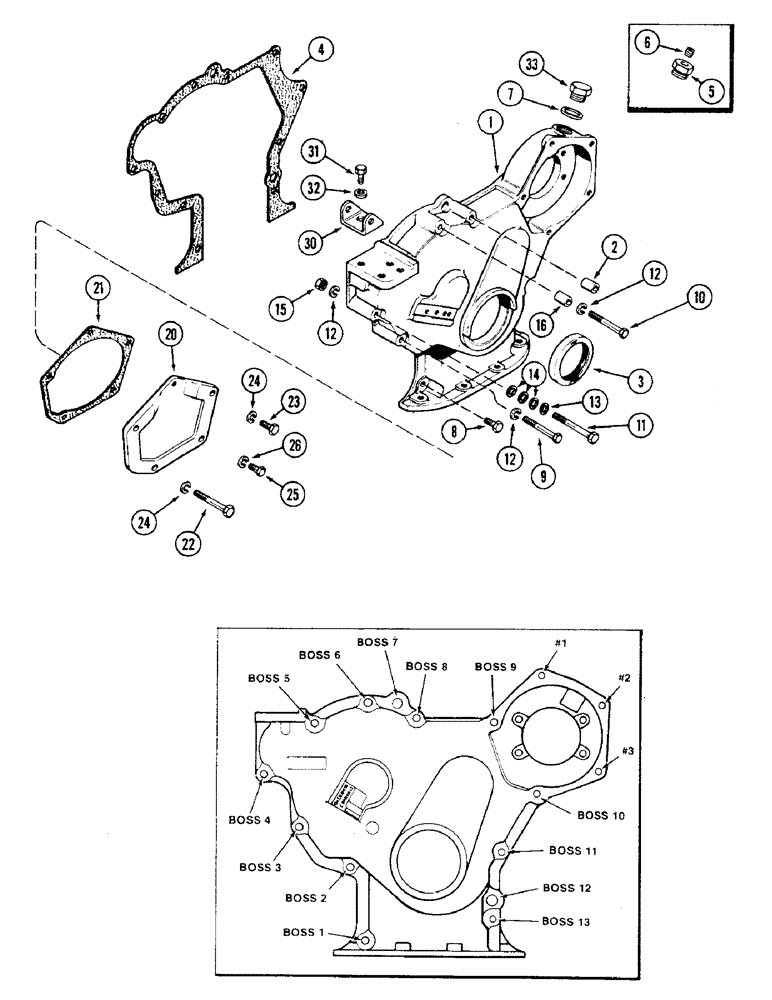 Схема запчастей Case 475 - (038) - TIMING GEAR COVER, 336BD DIESEL ENGINE (10) - ENGINE
