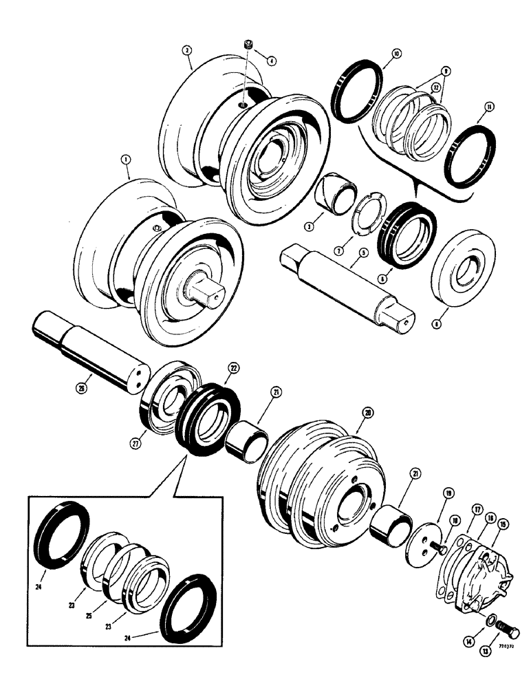 Схема запчастей Case 475 - (126) - R24034 TRACK ROLLERS (48) - TRACKS & TRACK SUSPENSION