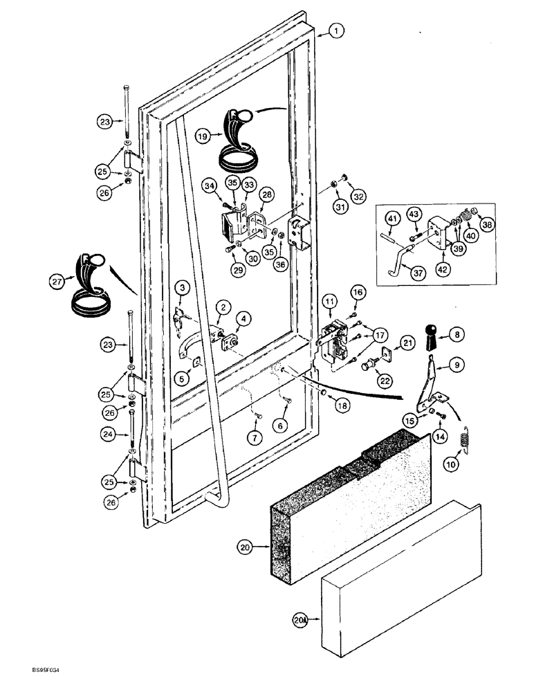 Схема запчастей Case 821B - (9-070) - CAB DOOR AND MOUNTING (09) - CHASSIS/ATTACHMENTS