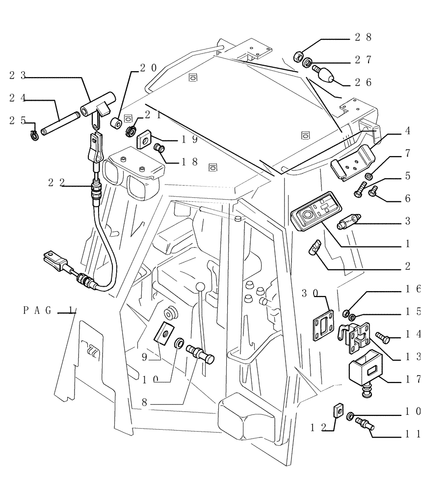 Схема запчастей Case 1850K - (9.654[23]) - ROPS CAB - COMPONENTS - OPTIONAL CODE 784110131 (19) - OPTIONS