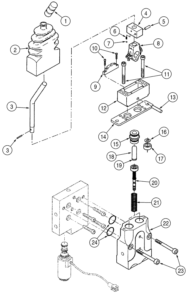 Схема запчастей Case 621D - (08-40) - VALVE ASSY - REMOTE CONTROL, DUAL LEVER (08) - HYDRAULICS