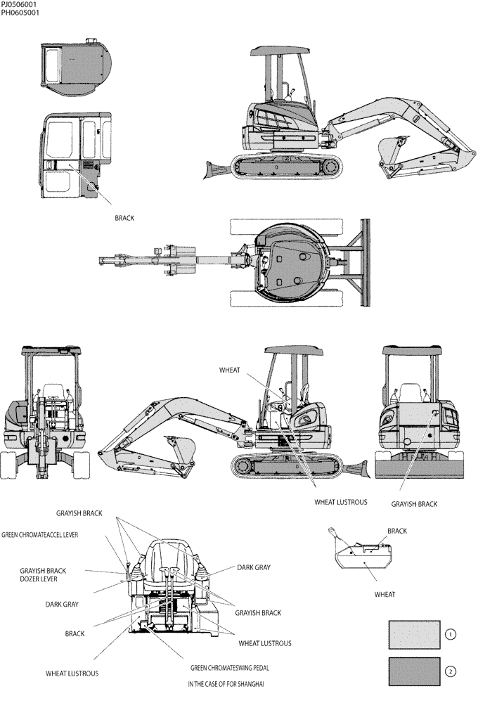 Схема запчастей Case CX50B - (00-004) - PAINT COLOR (05) - SERVICE & MAINTENANCE