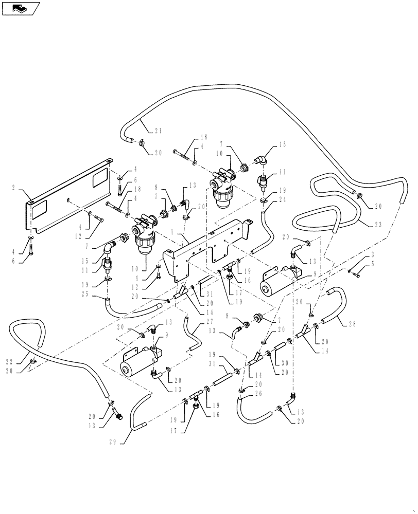 Схема запчастей Case DV207 - (75.120.02) - WATER SPRINKLING SYSTEM (75) - SOIL PREPARATION