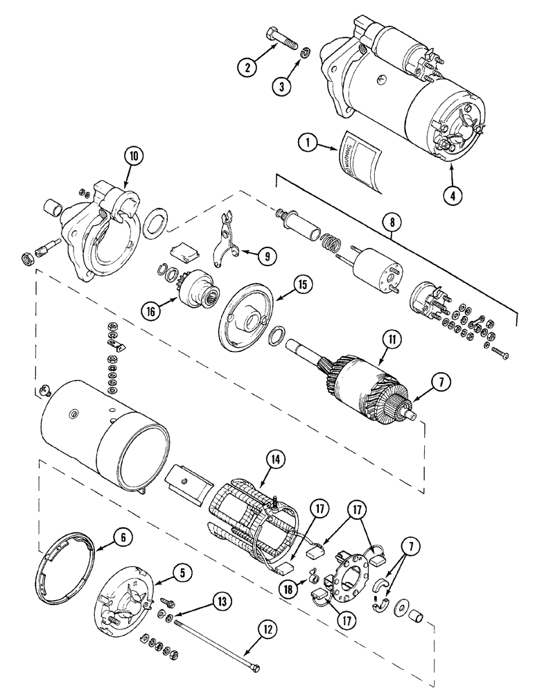 Схема запчастей Case 380B - (4-18) - STARTER MOTOR - LUCAS (03) - FUEL SYSTEM