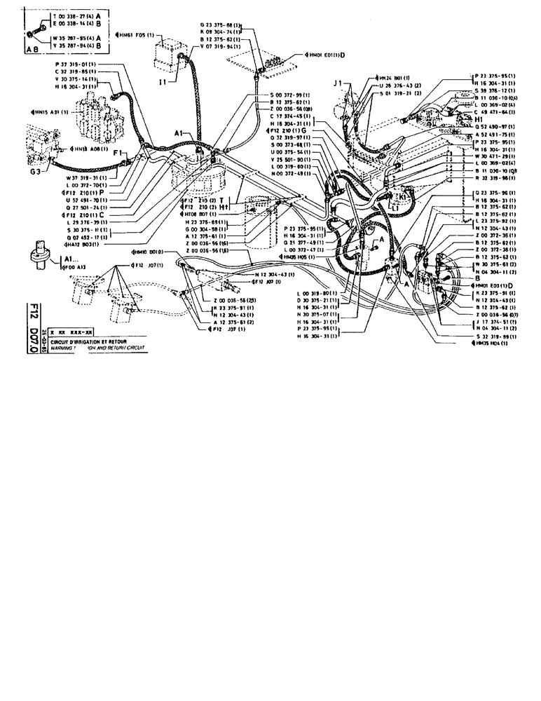 Схема запчастей Case 90BCL - (173) - WARMING-THROUGH AND RETURN CIRCUIT (07) - HYDRAULIC SYSTEM