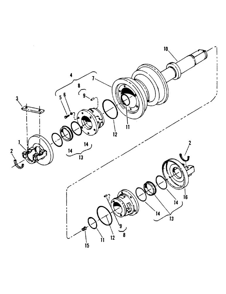Схема запчастей Case 40BLC - (016) - SINGLE FLANGE TRACK ROLLER, TYPE B (04) - UNDERCARRIAGE