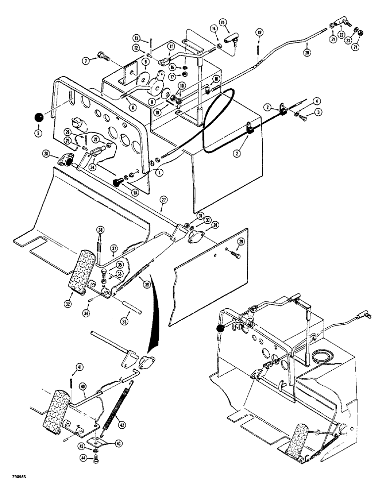 Схема запчастей Case 350 - (056) - THROTTLE CONTROL LINKAGE (01) - ENGINE