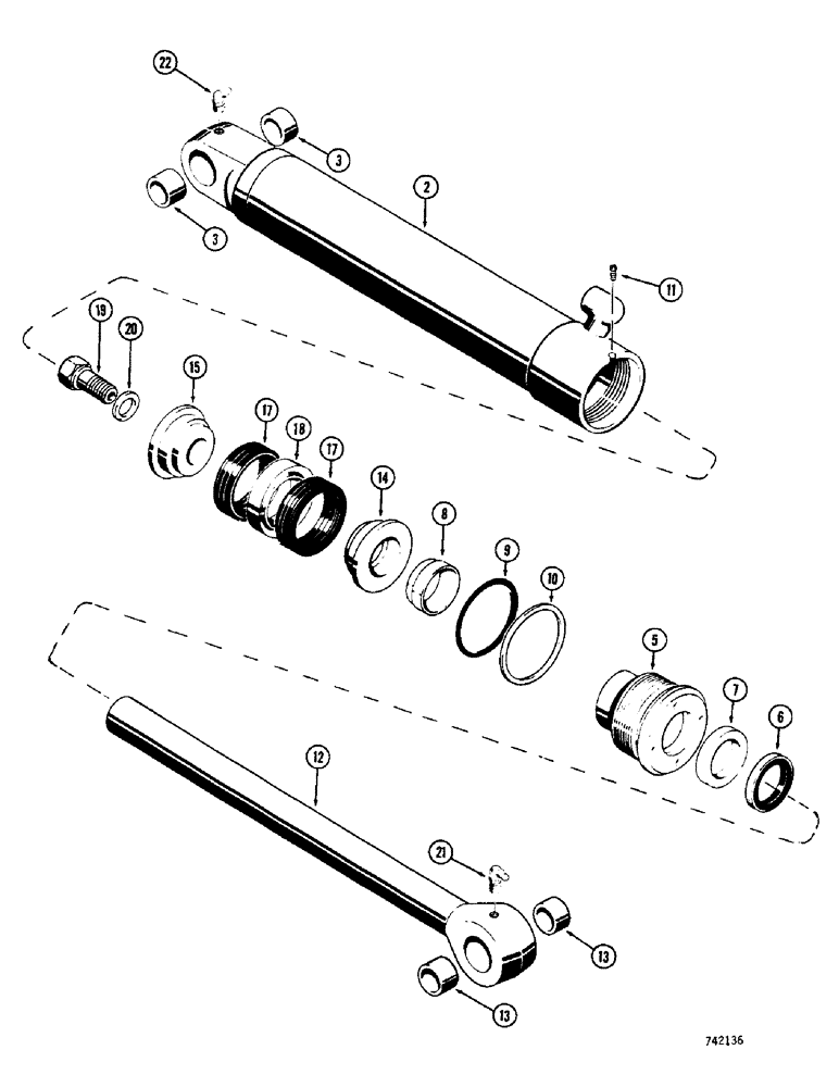 Схема запчастей Case 350 - (232) - G32573 AND G32574 LOADER LIFT CYLINDERS, HAS SPLIT INNER WIPER AND SOLID OUTER WIPER (07) - HYDRAULIC SYSTEM