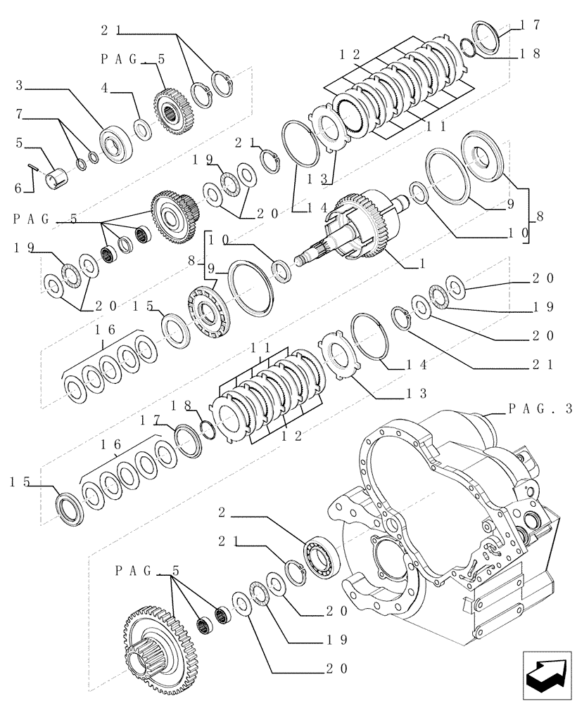 Схема запчастей Case TX742 - (1.28.A[10]) - TRANSMISSION - COMPONENTS (21) - TRANSMISSION