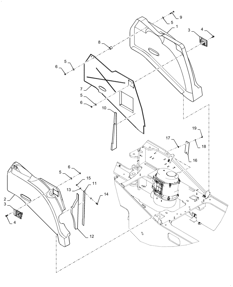 Схема запчастей Case 1021F - (90.119.01) - HOOD PANEL WHEEL WELL STANDARD (90) - PLATFORM, CAB, BODYWORK AND DECALS