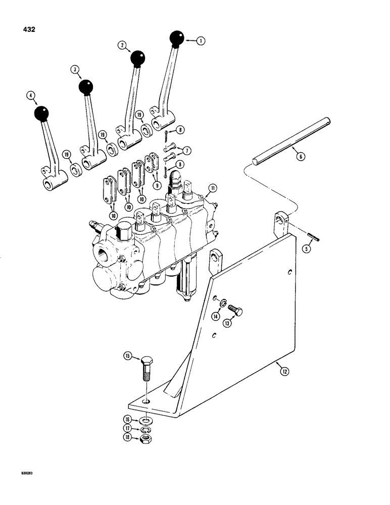 Схема запчастей Case 480C - (432) - THREE-POINT HITCH CONTROLS (84) - BOOMS, DIPPERS & BUCKETS