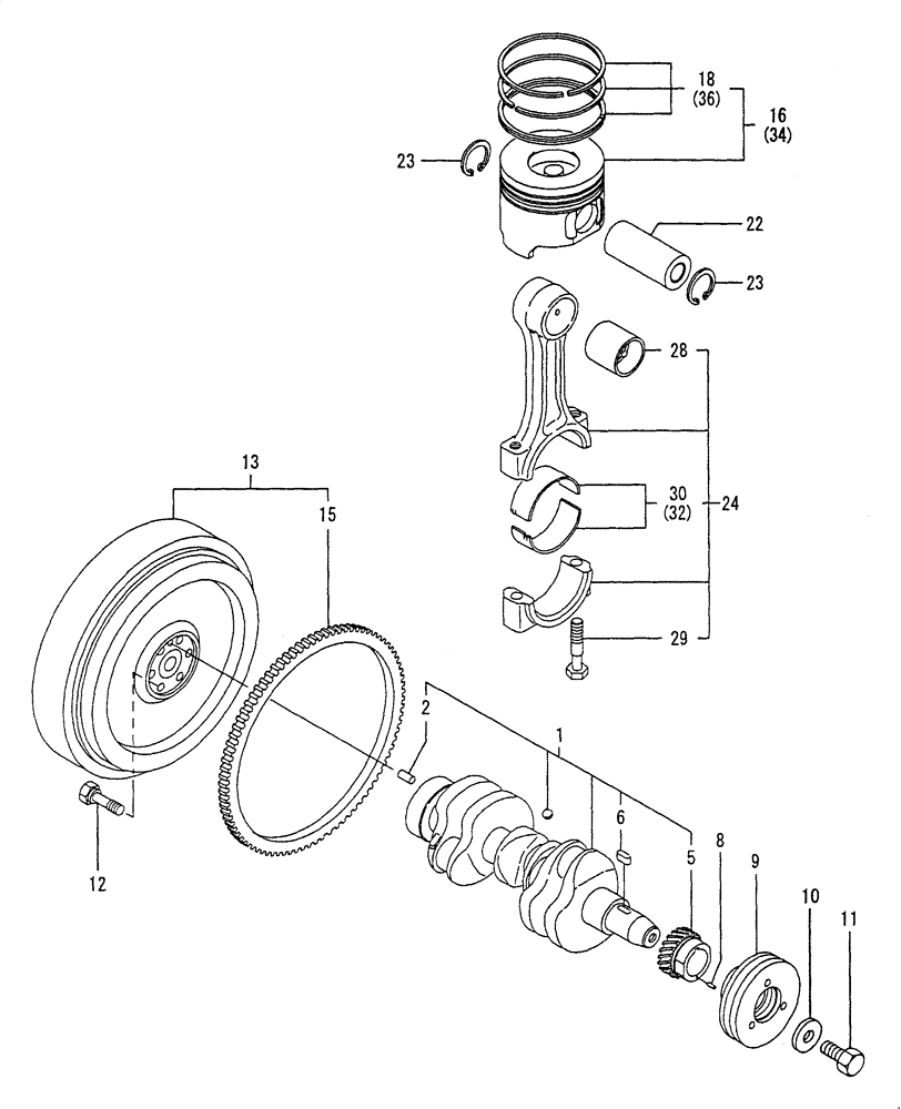 Схема запчастей Case CX27B - (ENGINE-08[1]) - CRANKSHAFT & PISTON (10) - ENGINE