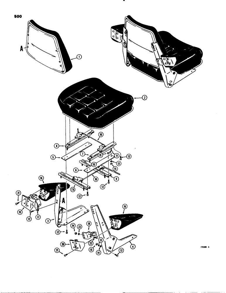 Схема запчастей Case 580C - (500) - D73821 AND L57148 SEATS (09) - CHASSIS/ATTACHMENTS