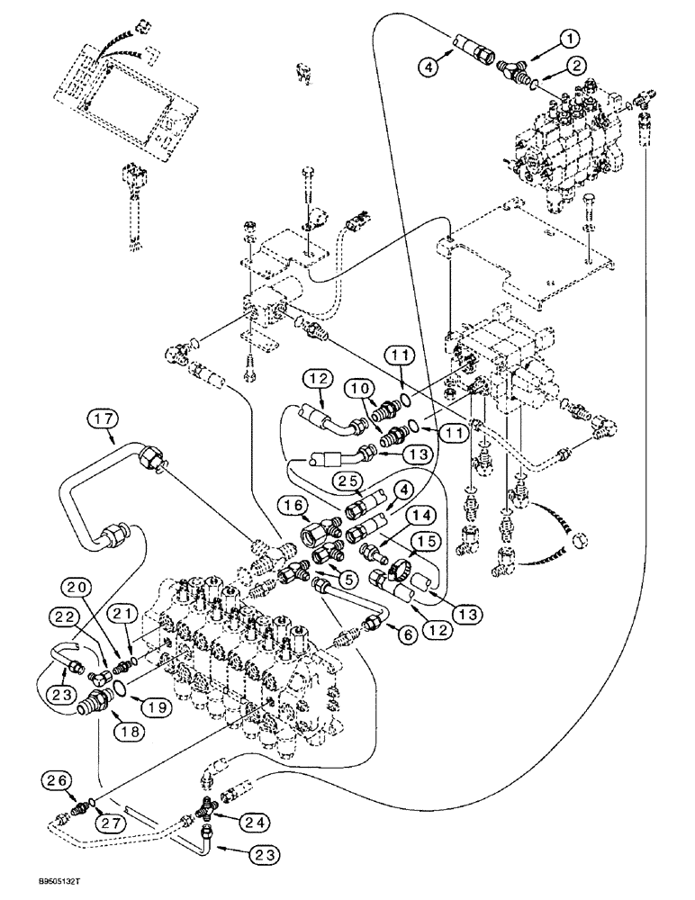 Схема запчастей Case 590SL - (8-052) - BASIC AUXILIARY HYDRAULICS, MODELS WITH EXTENDABLE DIPPER (08) - HYDRAULICS