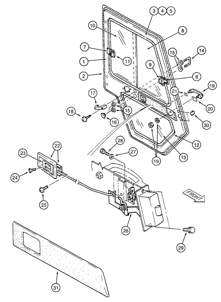 Схема запчастей Case 9050 - (9-50) - CAB DOOR (09) - CHASSIS